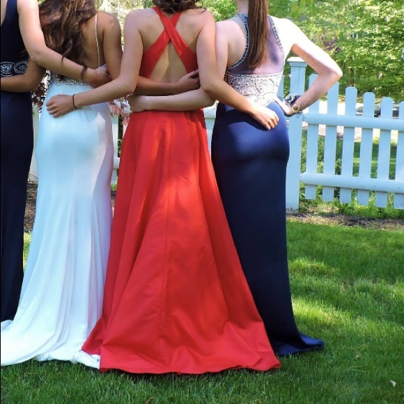 High-Neck Navy Blue Prom Dress (worn once) - Picture 5 of 6